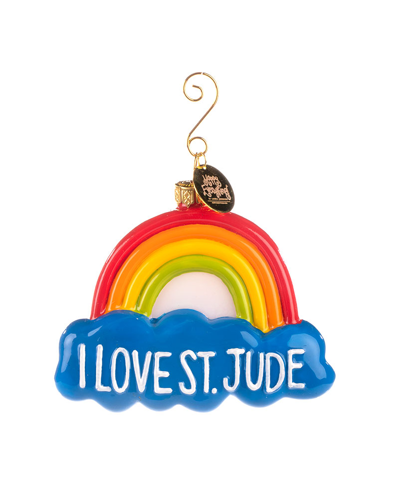 I Love St. Jude Rainbow Shaped Glass Ornament